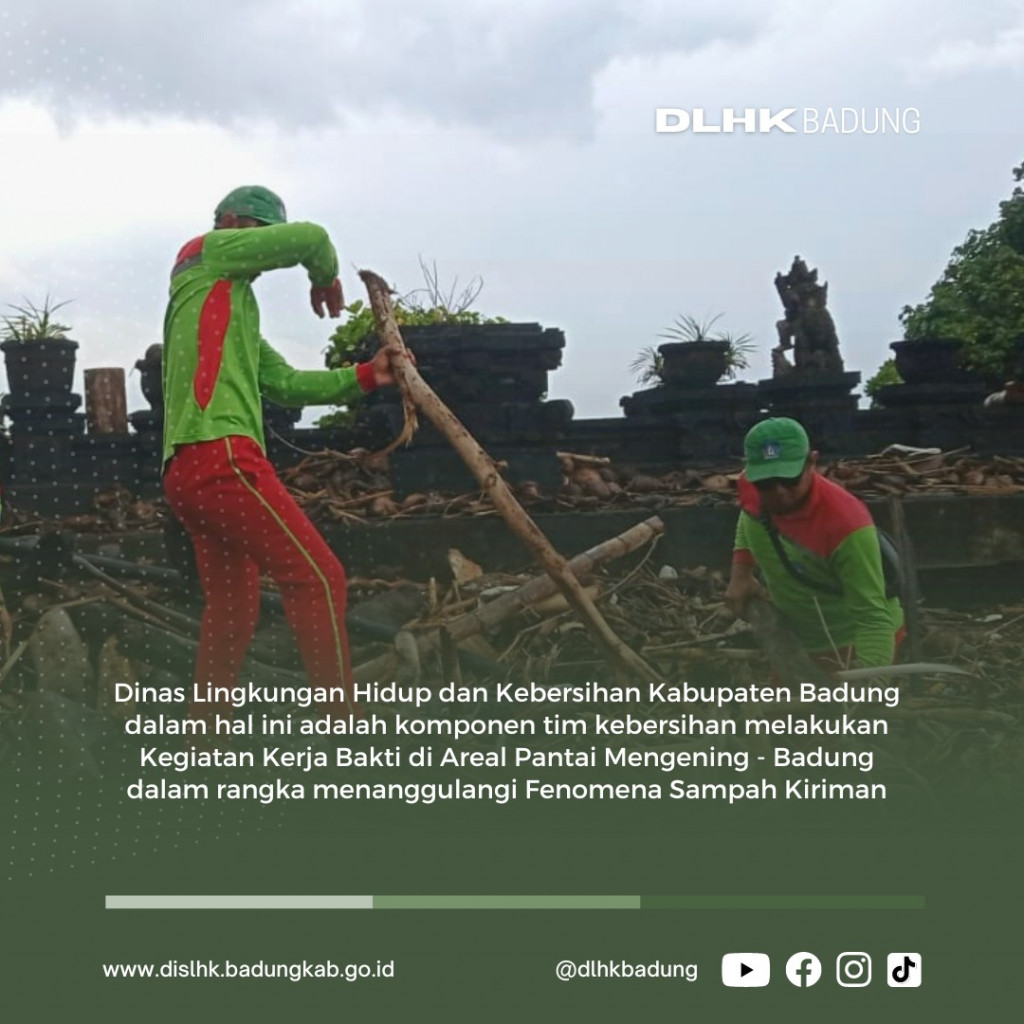 TIM KEBERSIHAN DLHK BADUNG TURUN LANGSUNG TANGANI FENOMENA SAMPAH KIRIMAN DI PANTAI MENGENING